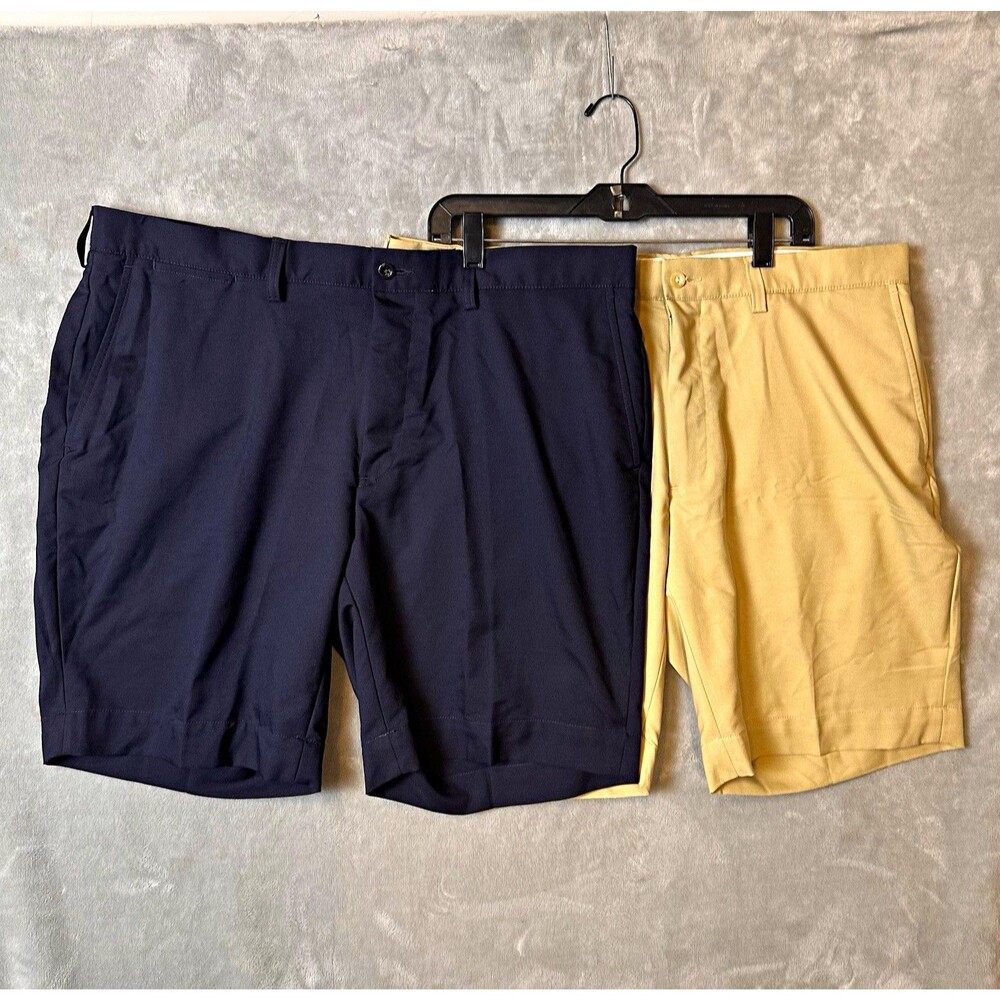 2 Polo Ralph Lauren Men's 38W Chino Shorts Navy/Beige 9" Inseam  stretch preppy